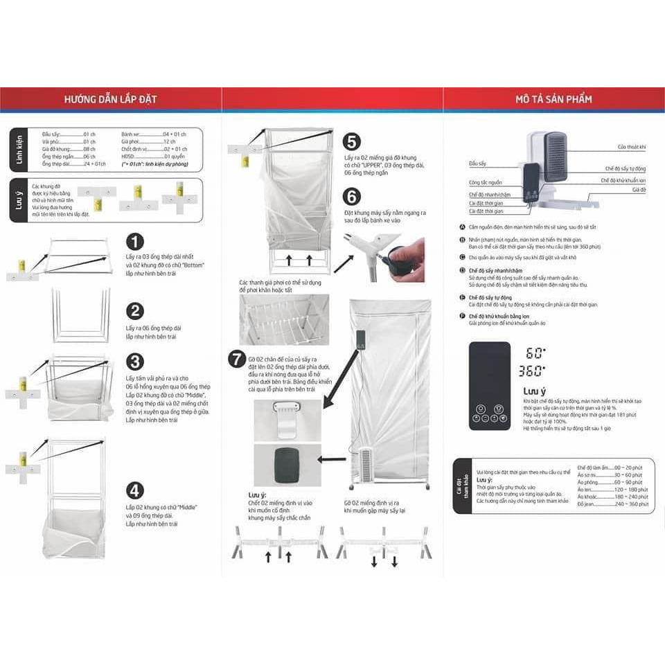 Tủ sấy quần áo ion Makxim USA V3T 1600W - vừa sấy quần áo ngày mưa vừa sưởi ấm vào mùa đông