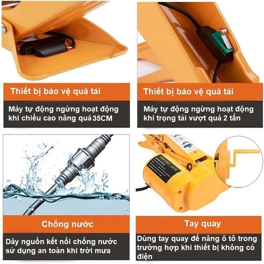 Bộ nâng kích gầm điện ô tô thương hiệu ROGTZ TY-EJ02 2 tấn, DC12V, nâng tối đa 35cm - Hàng Chính Hãng