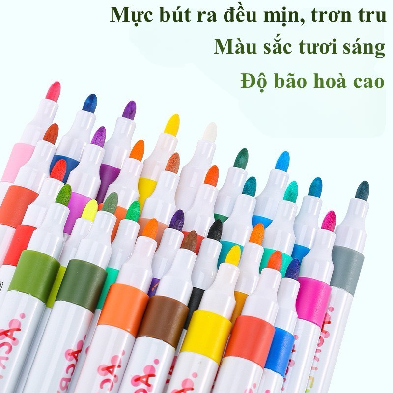 Bút Màu Acrylic Marker 12/24/36/48/60 Cao Cấp Màu Sắc Tươi Sáng, Vẽ Được Trên Mọi Chất Liệu