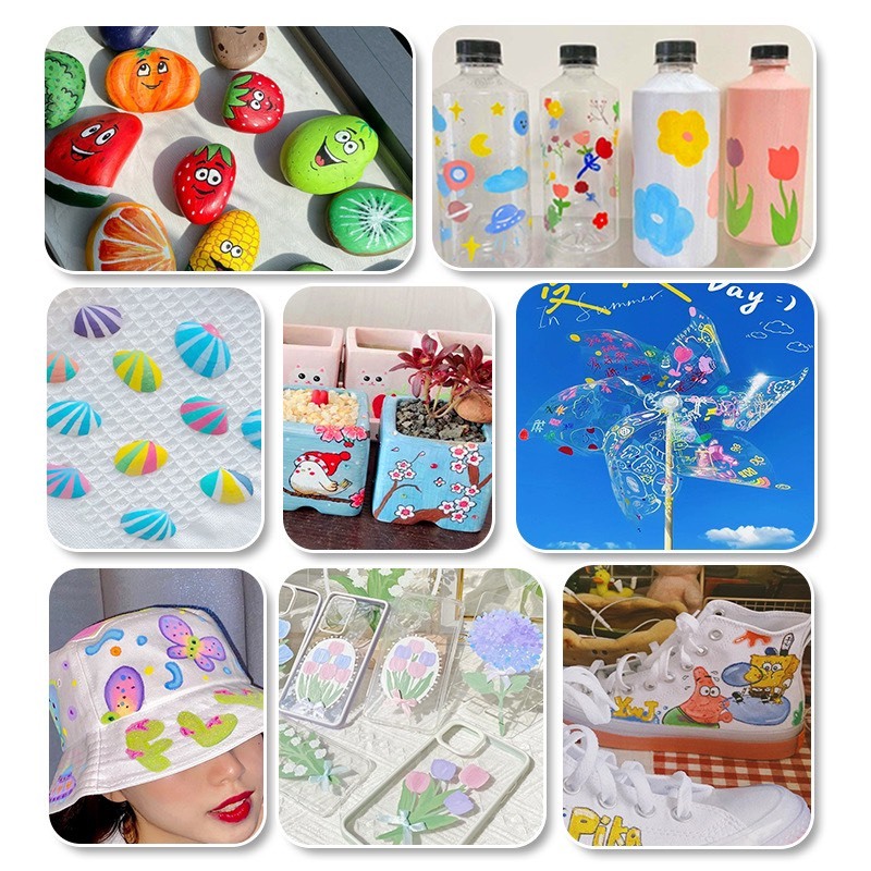 Bút Màu Acrylic Marker 12/24/36/48/60 Cao Cấp Màu Sắc Tươi Sáng, Vẽ Được Trên Mọi Chất Liệu