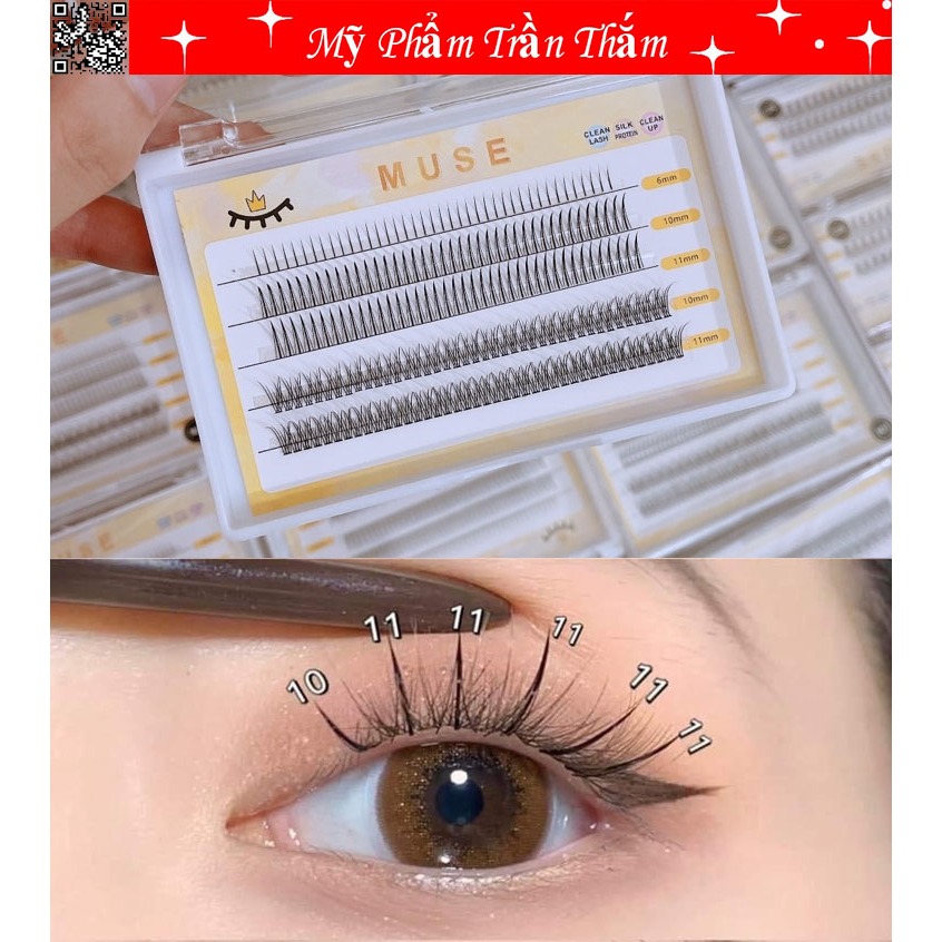 Lông Mi Giả Chùm Tự Nối mi sợi, mi cụm Dáng Chữ A Chữ V Mix Size