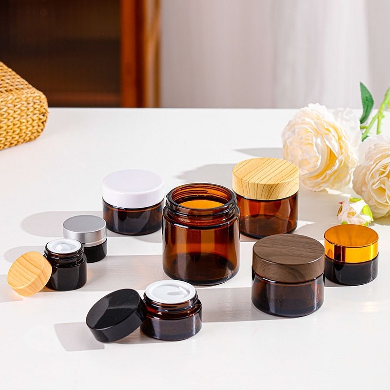 Hủ Đựng Kem HUHA Thủy Tinh Nâu 5g/10g/15g/20g/30g/50g/100g, phụ kiện du lịch
