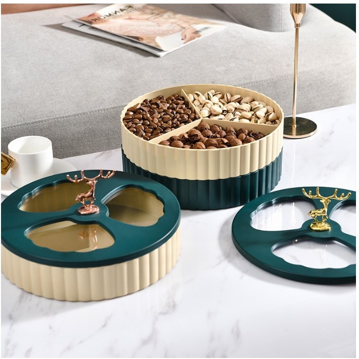 KHAY ĐỰNG BÁNH KẸO TẾT KHAY MỨT 2 TẦNG NHỰA siêu chắc siêu bền hươu vàng