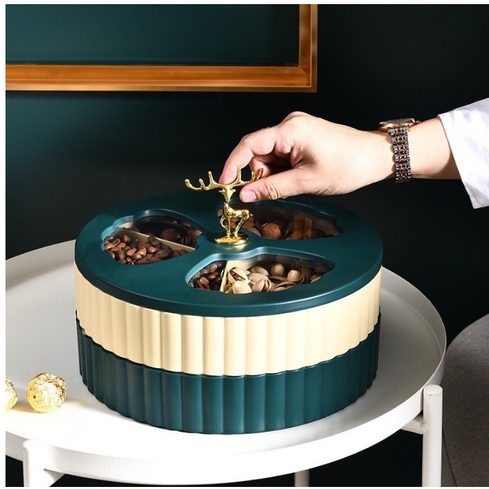 KHAY ĐỰNG BÁNH KẸO TẾT KHAY MỨT 2 TẦNG NHỰA siêu chắc siêu bền hươu vàng