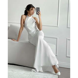  Váy lụa Teffeni hở lưng đuôi cá dáng dài dạ hội bao sang chảnh 