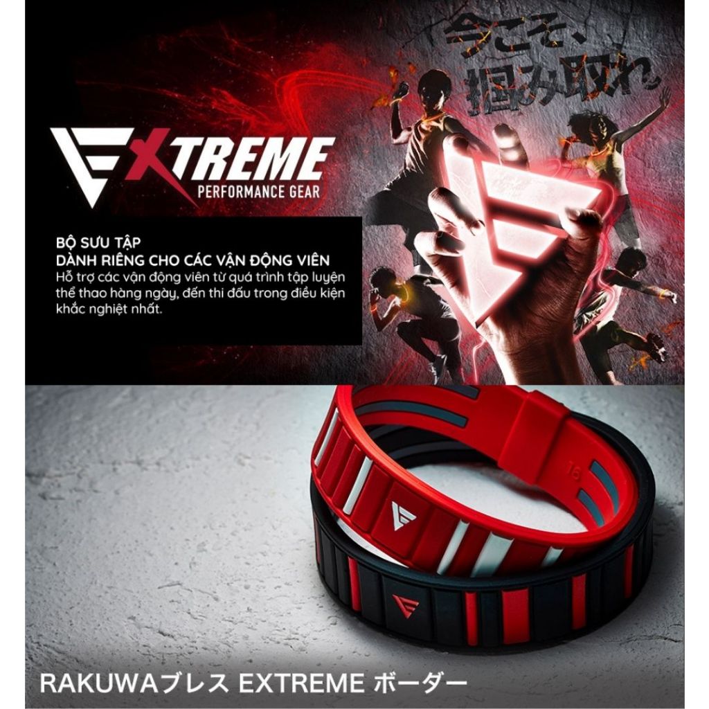 Vòng tay Phiten rakuwa bracelet metax extreme stripe TG791025/TG791026/TG791125/TG791126