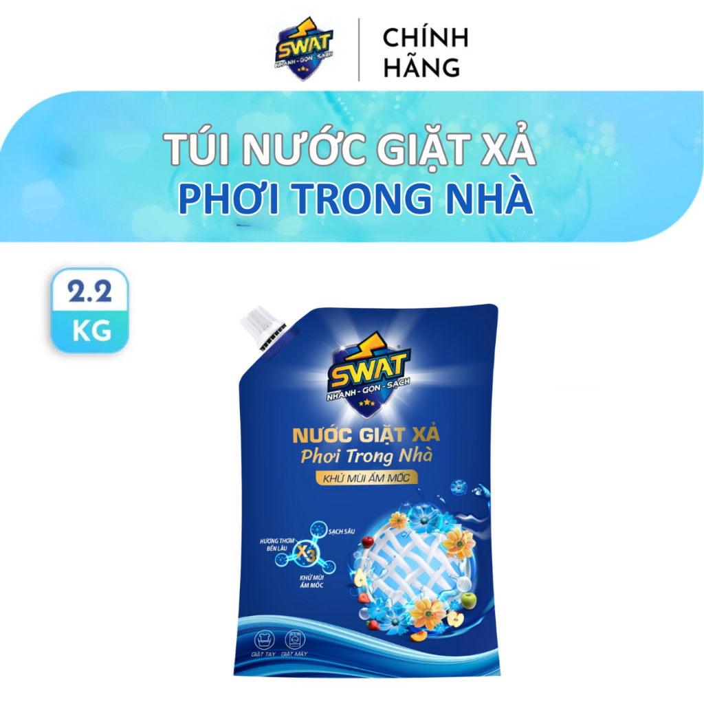 Nước Giặt Xả SWAT Phơi Trong Nhà Khử Mùi Ẩm Mốc Mới