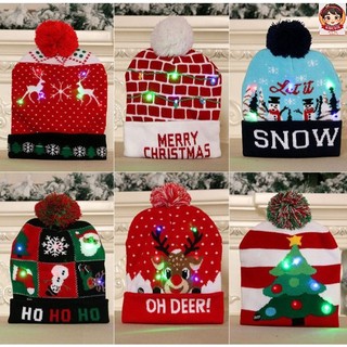 Nón len noel, mũ len ông già noel, mũ giáng sinh có đèn nhấp nháy - Hàng loại tốt- cho bé và người lớn