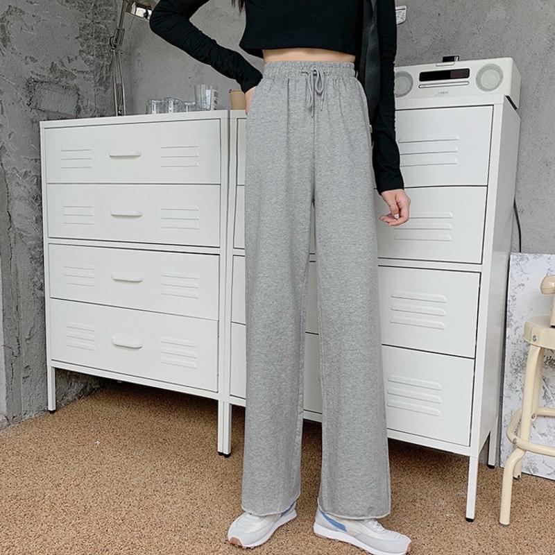 Quần Ống Rộng Lưng Cao VIETSTAR Quần Nữ Thun Trơn Bo Tăm Form Rộng Ulzzang