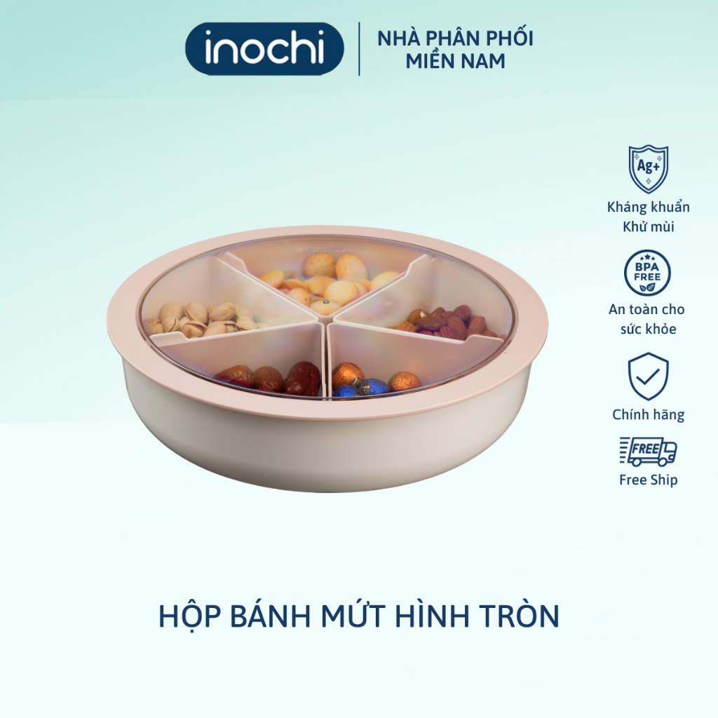 Hộp bánh mứt Tết Inochi Haru, đựng bánh mứt, kẹo, hạt, kín hơi, không chứa BPA, nhựa PP an toàn