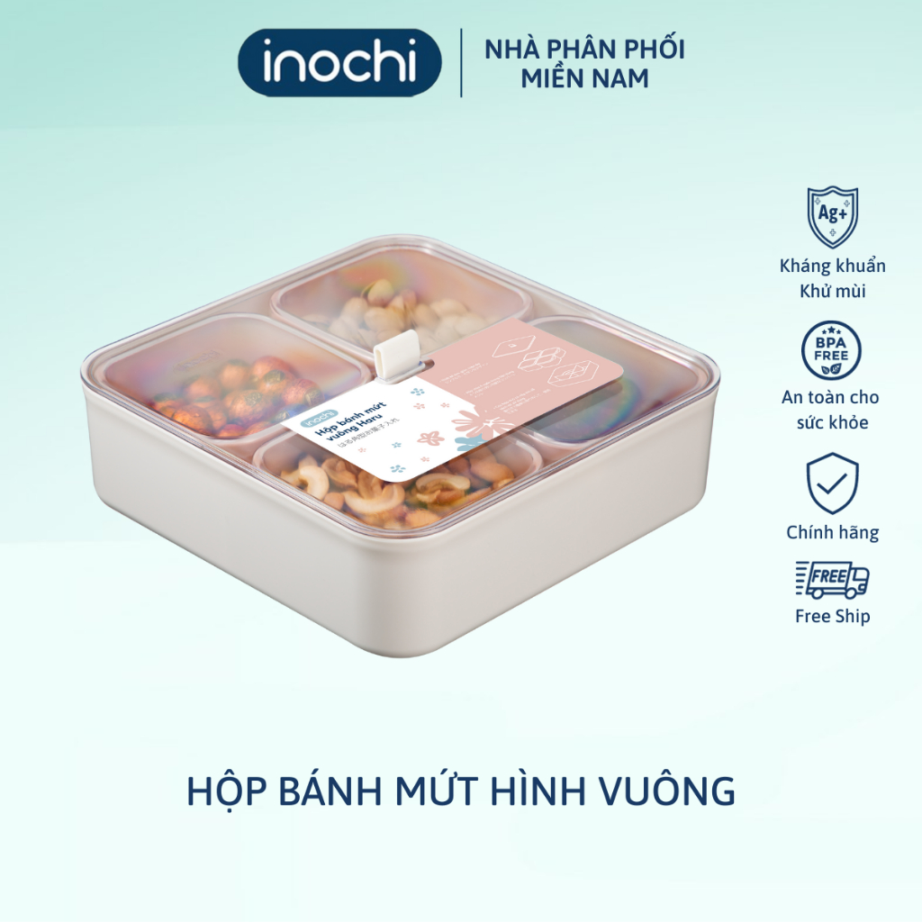 Hộp bánh mứt Tết Inochi Haru, đựng bánh mứt, kẹo, hạt, kín hơi, không chứa BPA, nhựa PP an toàn