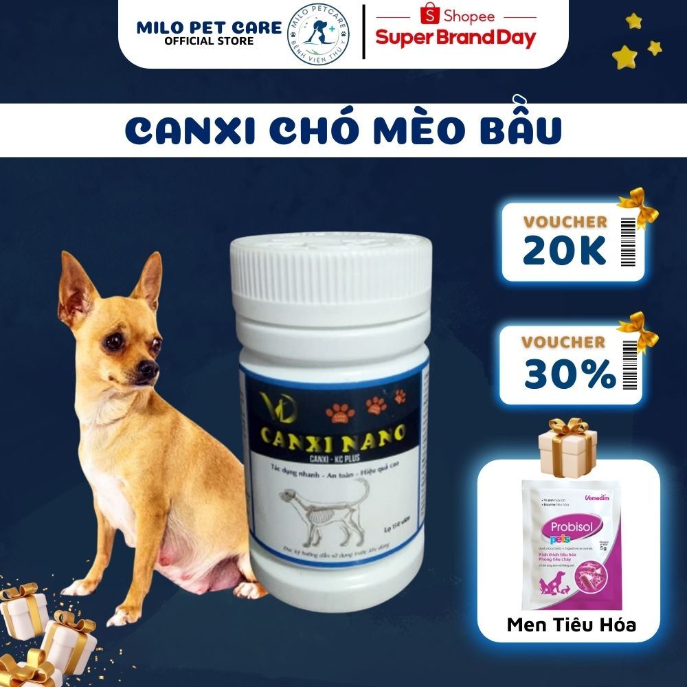 Lọ Canxi Bổ Sung Vitamin Dưỡng Chất Thiết Yếu Dành Cho Chó Mèo Canxi Nano - Canxi Cho Chó