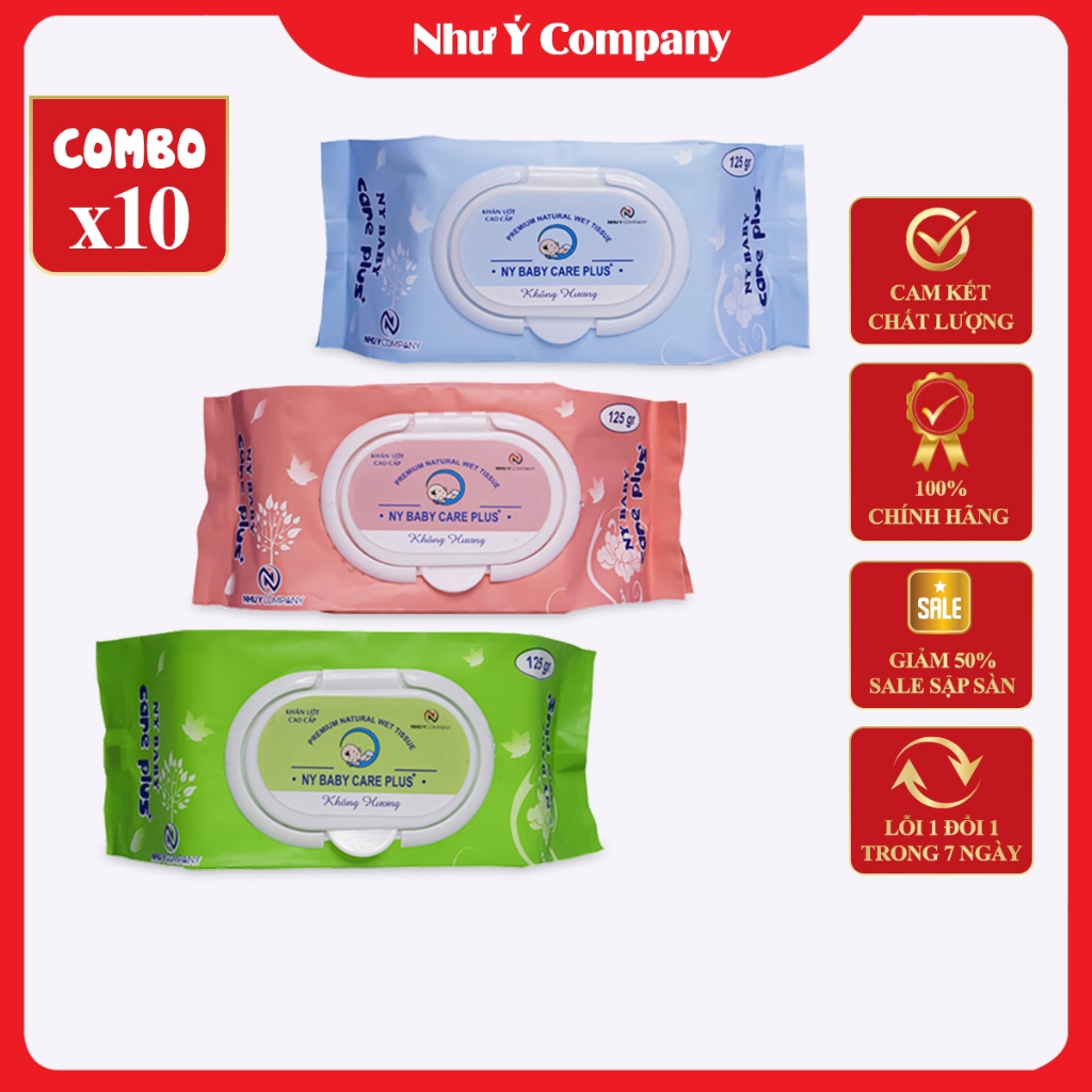 Khăn Ướt Cao Cấp Ny Baby Care Plus+ 125gr (3 Màu ngẩu nhiên)