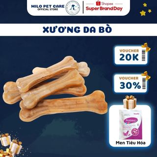Xương da bò đồ ăn vặt cho chó mèo - xương gặm sạch răng da bò xương sữa