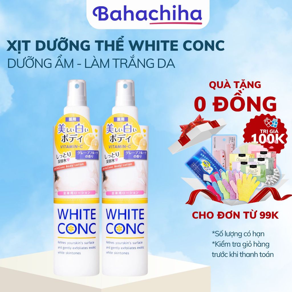 Xịt dưỡng trắng da toàn thân White Conc chiết xuất Vitamin C Nhật Bản 245ml - Bahachiha