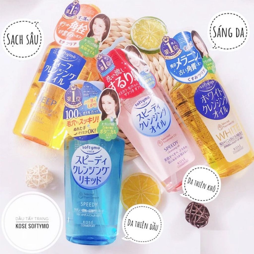 Dầu tẩy trang Kose Softymo Cleansing Oil 230ml dưỡng ẩm, làm sạch da, xóa bỏ lớp tẩy trang nhanh chóng - Bahachiha