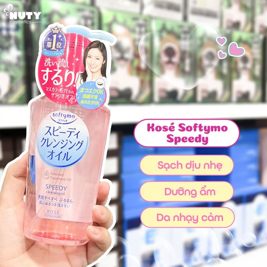 Dầu tẩy trang Kose Softymo Cleansing Oil 230ml dưỡng ẩm, làm sạch da, xóa bỏ lớp tẩy trang nhanh chóng - Bahachiha