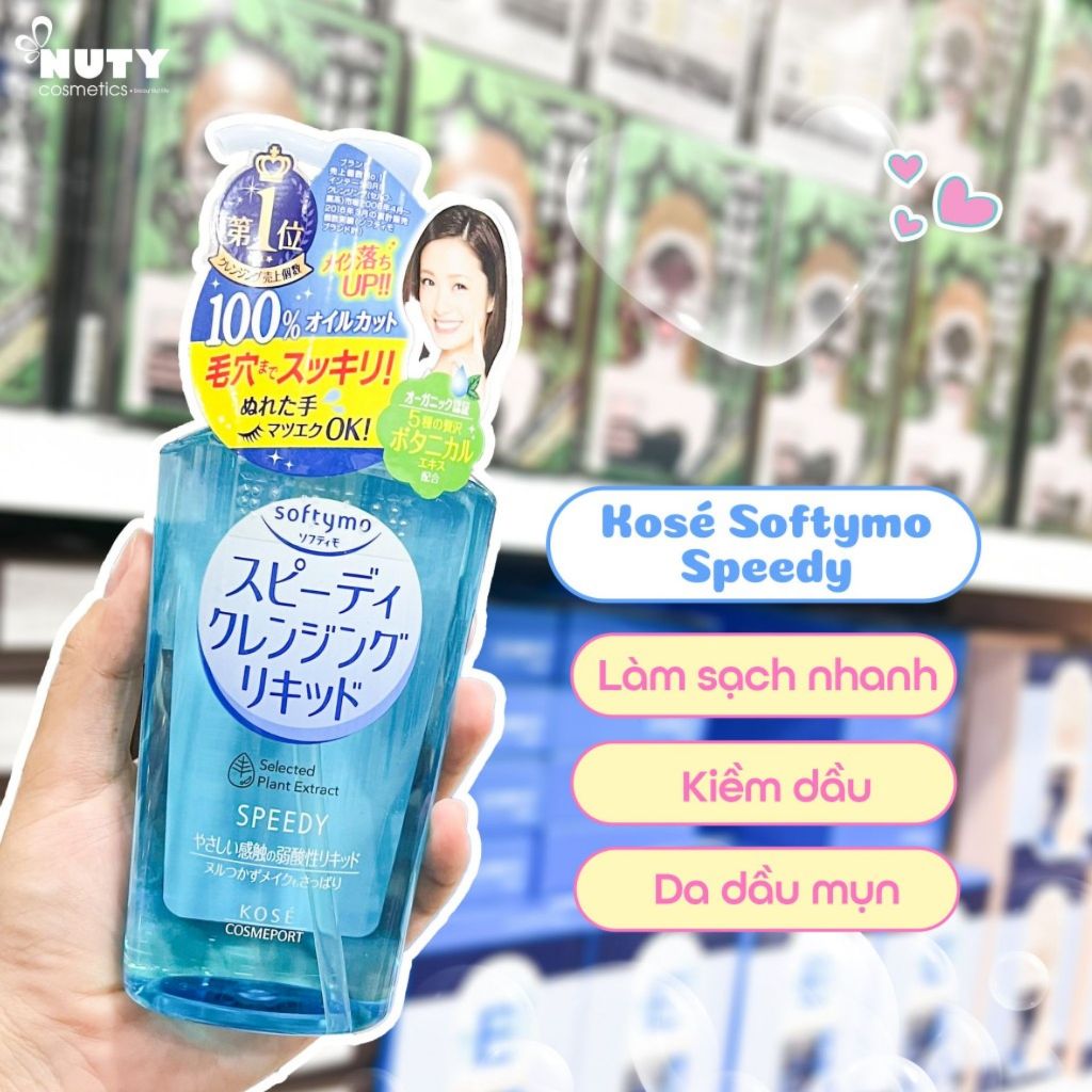 Dầu tẩy trang Kose Softymo Cleansing Oil 230ml dưỡng ẩm, làm sạch da, xóa bỏ lớp tẩy trang nhanh chóng - Bahachiha