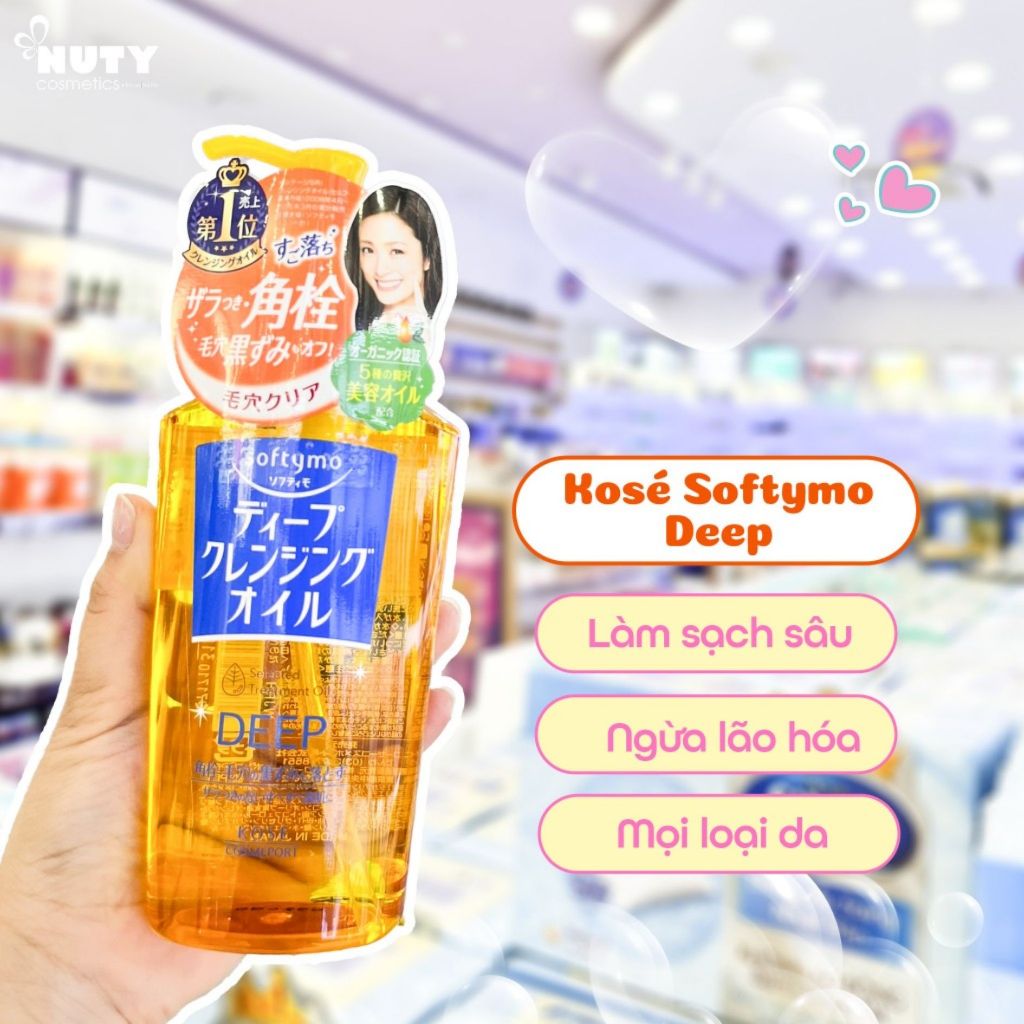 Dầu tẩy trang Kose Softymo Cleansing Oil 230ml dưỡng ẩm, làm sạch da, xóa bỏ lớp tẩy trang nhanh chóng - Bahachiha