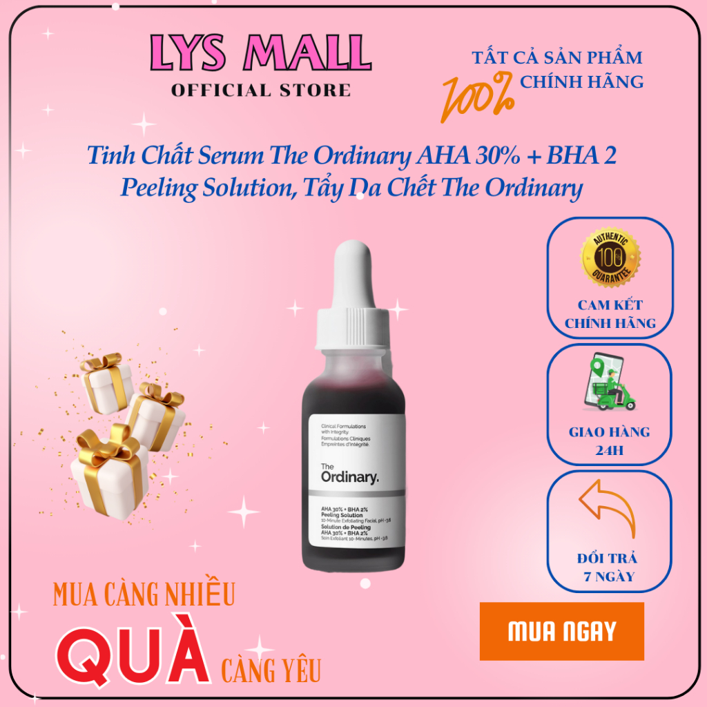 Tinh chất Serum The Ordinary AHA 30% + BHA 2 peeling solution, Tẩy Da Chết The Ordinary