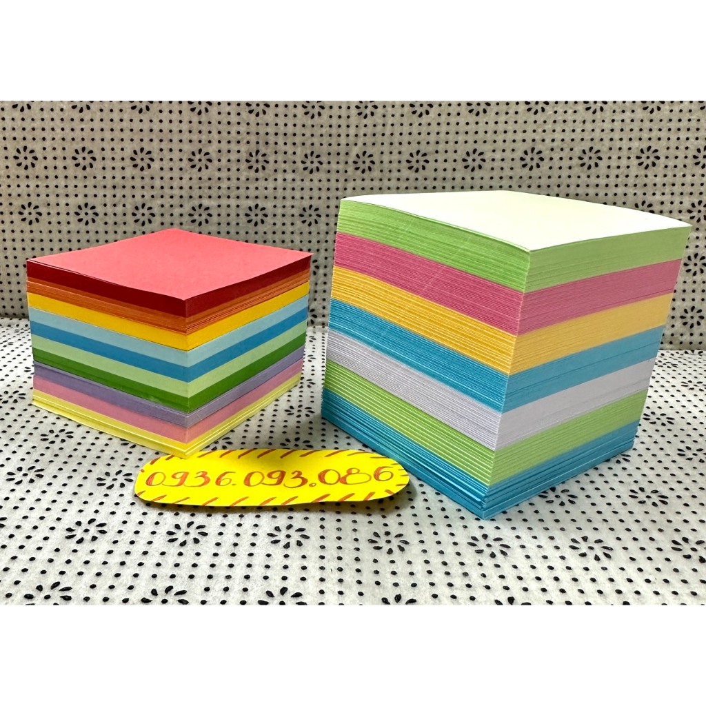 Cục Giấy Màu Không Keo 700 Tờ- Cục Giấy Note Nhiều Màu Không Keo 7.5*7.5cm Có Thể Dùng Xếp Hạc