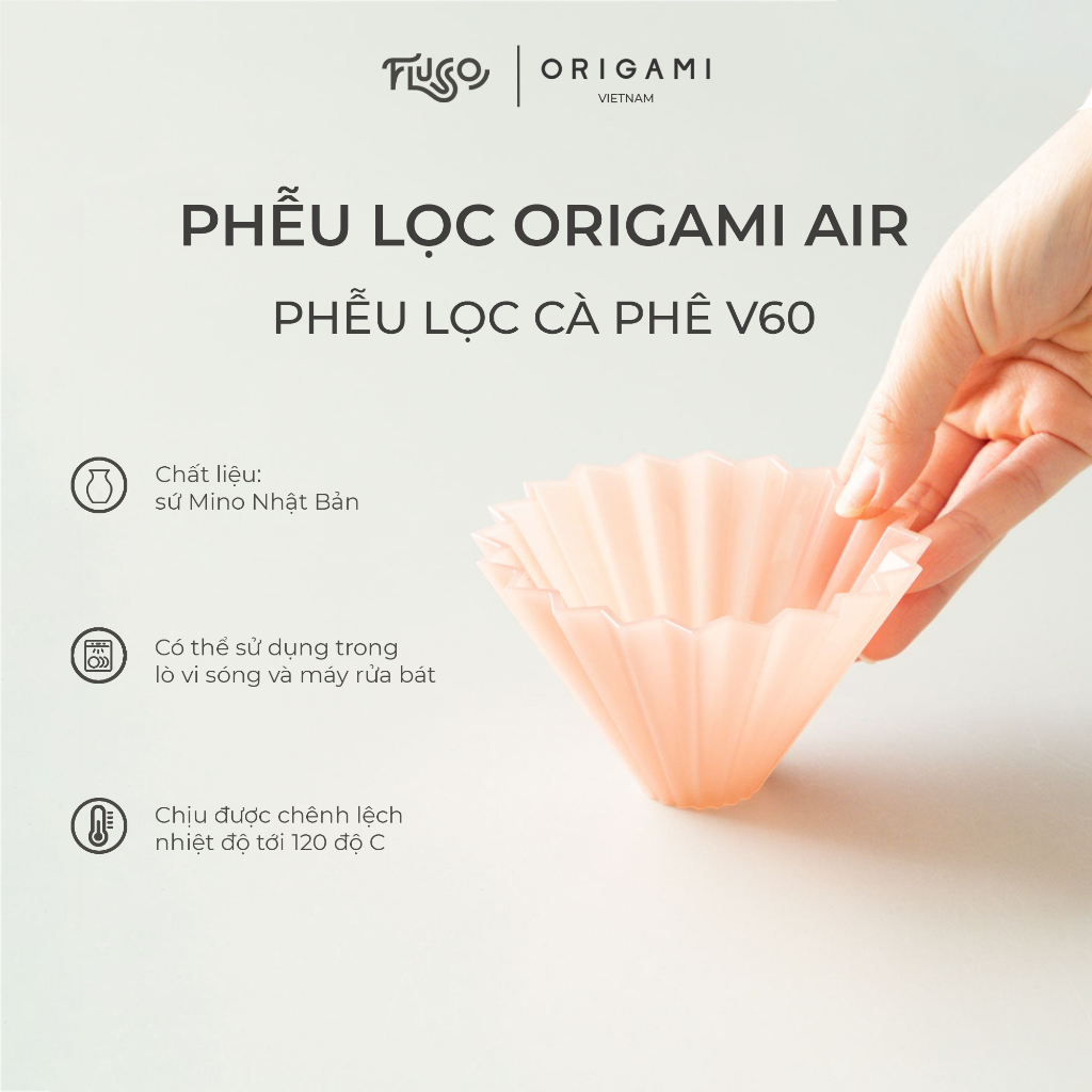 Phễu Lọc ORIGAMI Màu Matte Pink Air - Phễu Lọc Cà Phê V60
