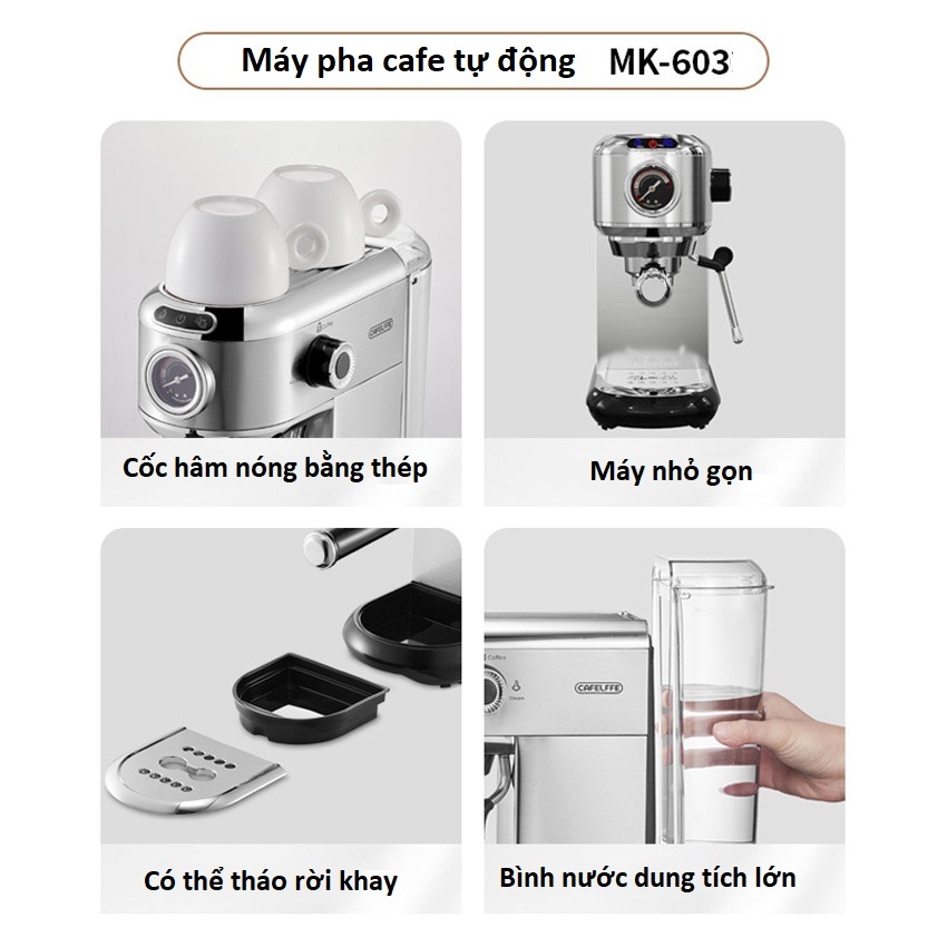 Máy Pha Cafe LFFE Tự Động Vừa Xay Vừa Pha 12 Cốc/1 Lần Xay, Máy Pha Cà Phê Mini Cho Gia Đình, Văn Phòng, Quán Cafe