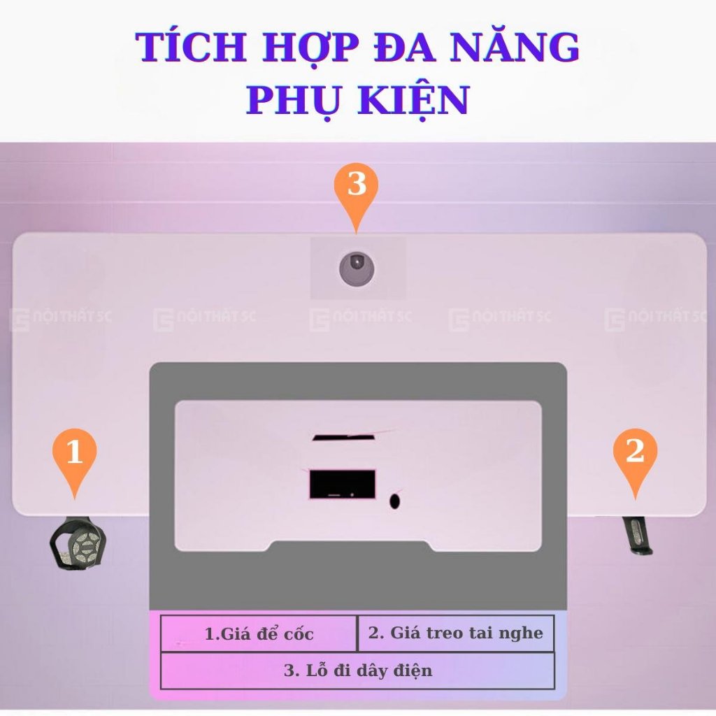 Bàn gaming làm việc mặt gỗ thiết kế cá tính decor phòng game, Bàn UKZ chắc chắn bền bỉ để PC máy tính cây