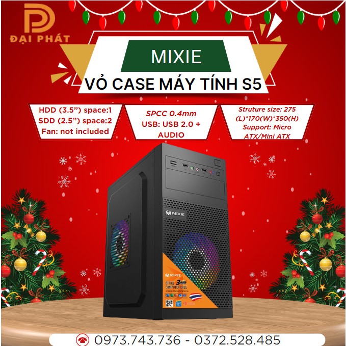 VỎ CASE MÁY TÍNH MIXIE S5 - Khung Sắt Chính Hãng - BH 3 Năm