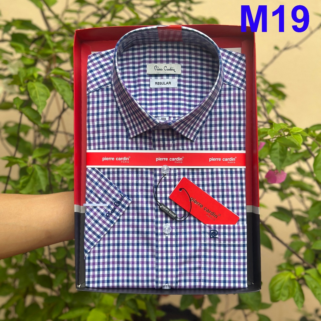 Áo Sơ Mi Nam, Sơ Mi Kẻ Tím Đen, Sơ Mi Nam Pierre Cardin Chính Hãng Hàng Xuất Dư Xịn Mẫu Hàn Quốc