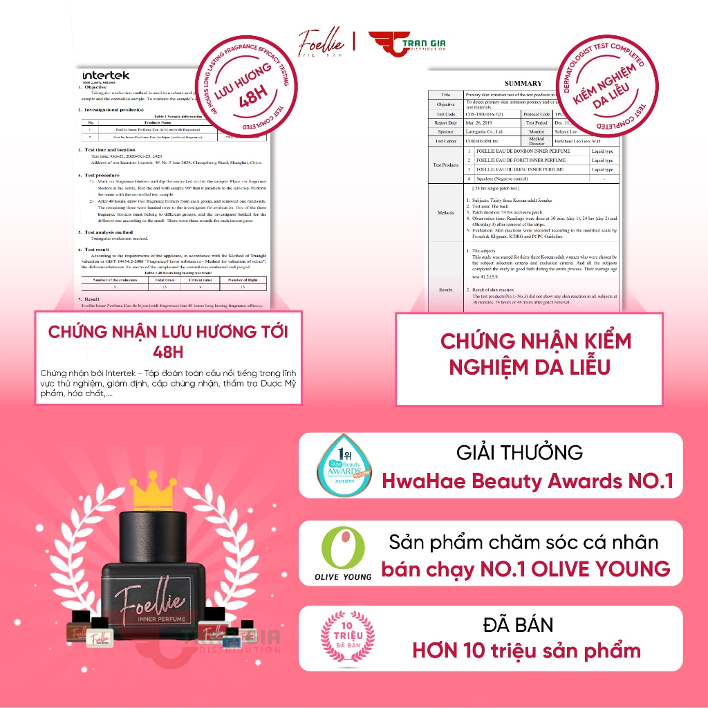 Nước hoa vùng kín FOELLIE Eau De BonBon Inner Perfume Cao Cấp Hàn Quốc, hương đào ngọt ngào, tươi mát 10ml