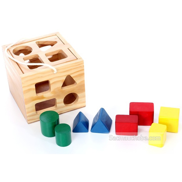 Đồ chơi thả khối | hộp thả hình khối đơn giản cho bé, đồ chơi phân biệt tỉ lệ lớn bé, giáo cụ mầm non