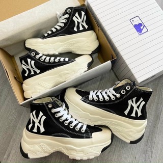 Giày MLB Chunky High NY Yankees Đen, Giày MLB bigball cổ cao, cổ thấp bản Cao Cấp full box