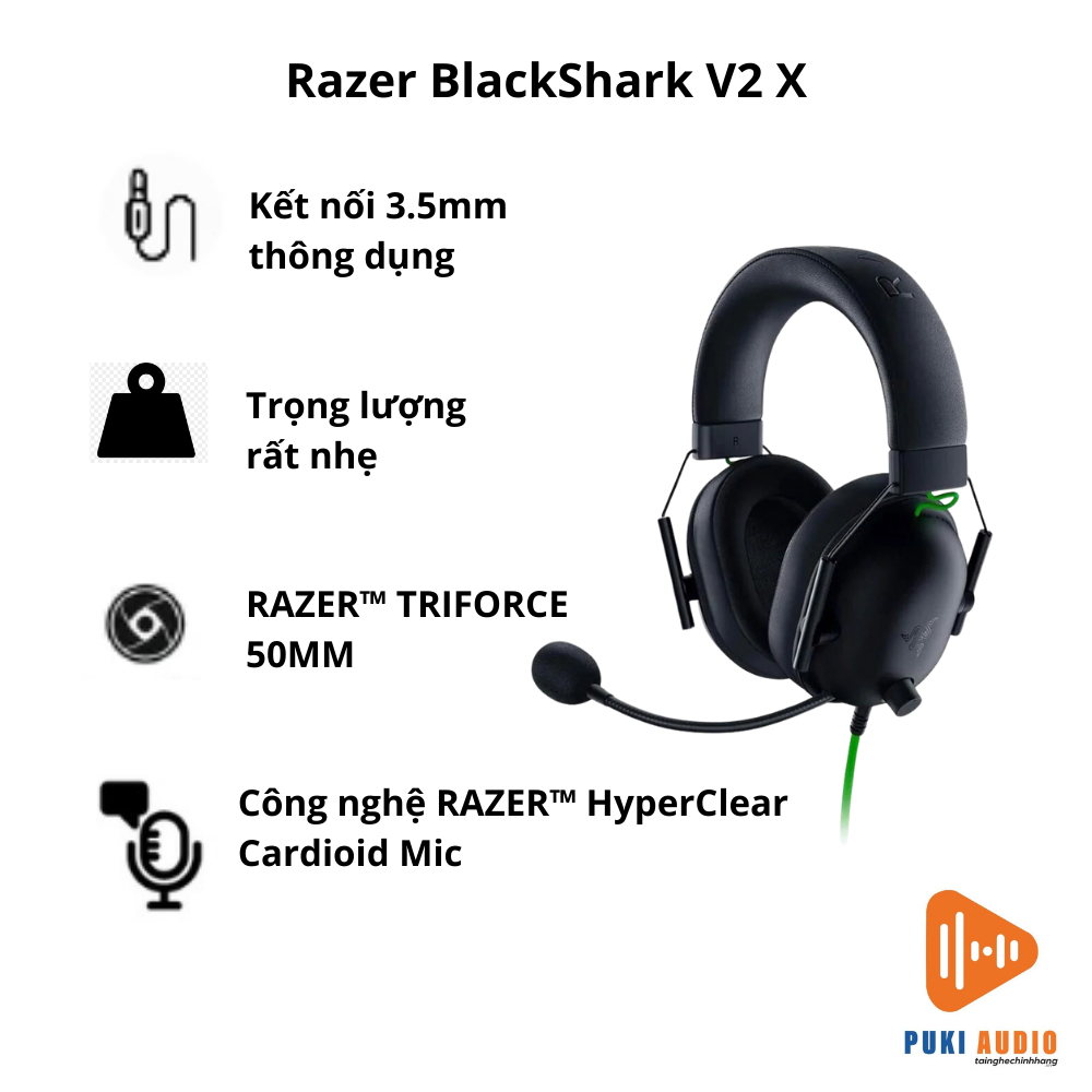 Tai nghe Razer BlackShark V2 X - Tai nghe gaming Chụp tai Razer BlackShark V2 X chính hãng
