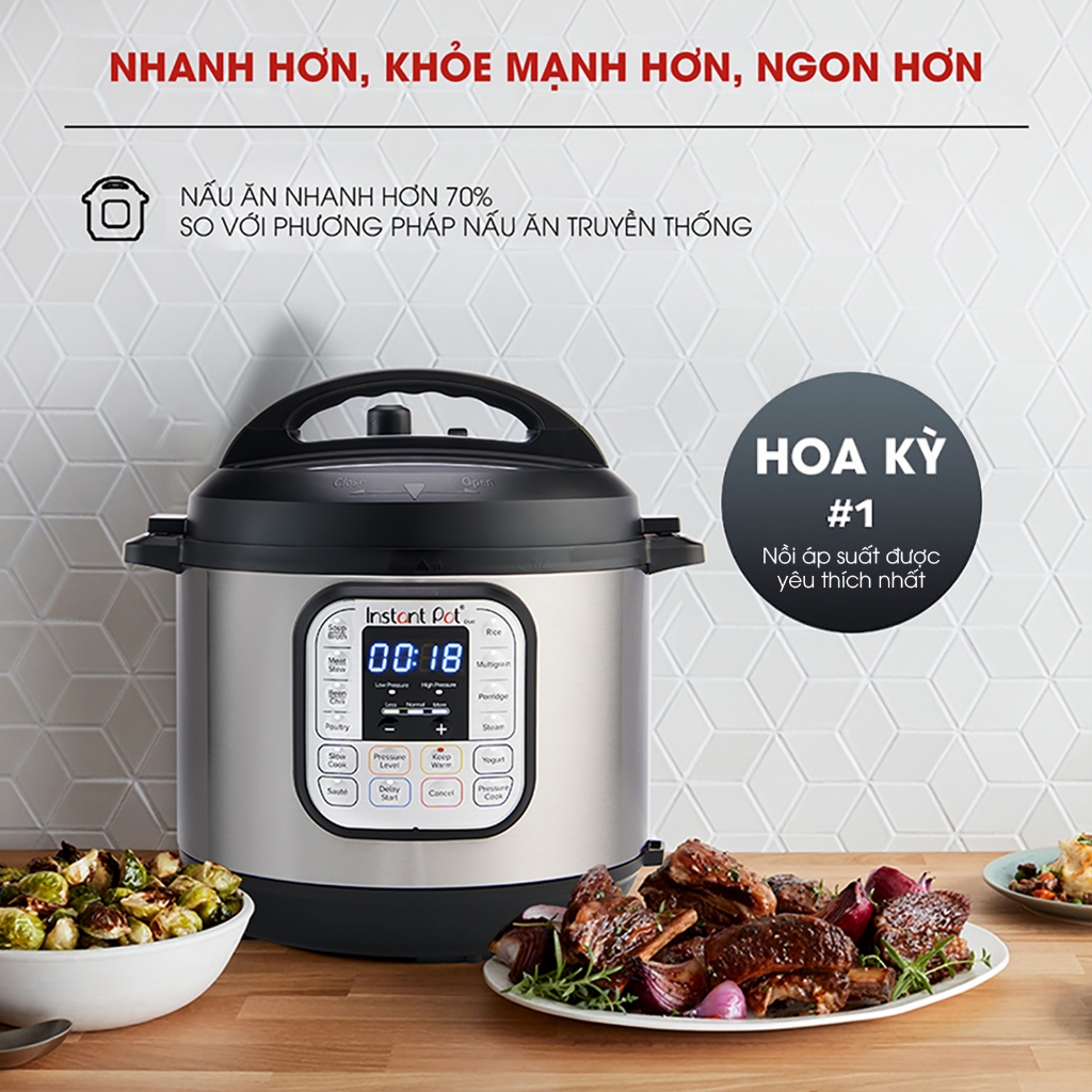 Nồi áp suất điện đa năng DUO 60 V5 và lòng nồi chống dính phủ Ceramic 5,7L, Instant Pot