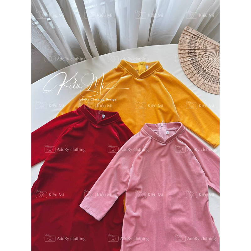 Áo dài nhung cho bé gái