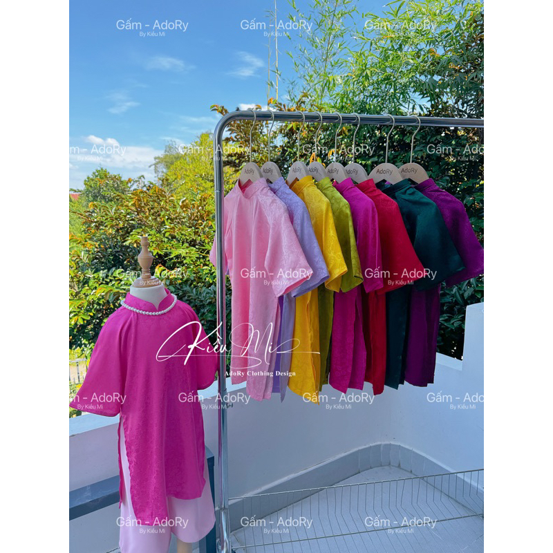 Áo dài gấm chất siêu đẹp cho bé 8-42kg♥️