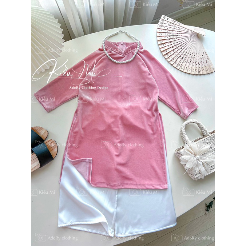Áo dài nhung cho bé gái