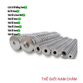 Nam châm đất hiếm tròn có lỗ 6,5x1.8 lỗ 2mm, 8x3mm lỗ, 10x3/4/5mm lỗ