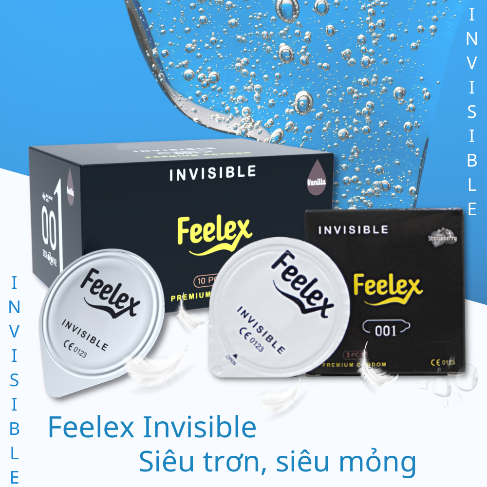 Bao cao su Feelex mỏng, nhiều gel bôi trơn, có hương thơm