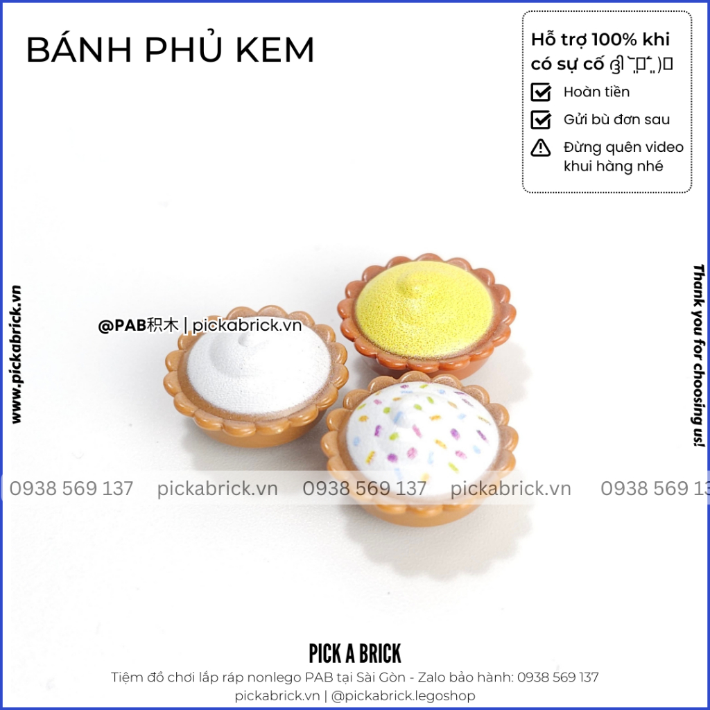 Bánh mì, hotdog xúc xích, bánh sừng trâu, bánh vòng xoắn, bánh kem - Phụ kiện minifigures gạch MOC part chợ Food Drinks