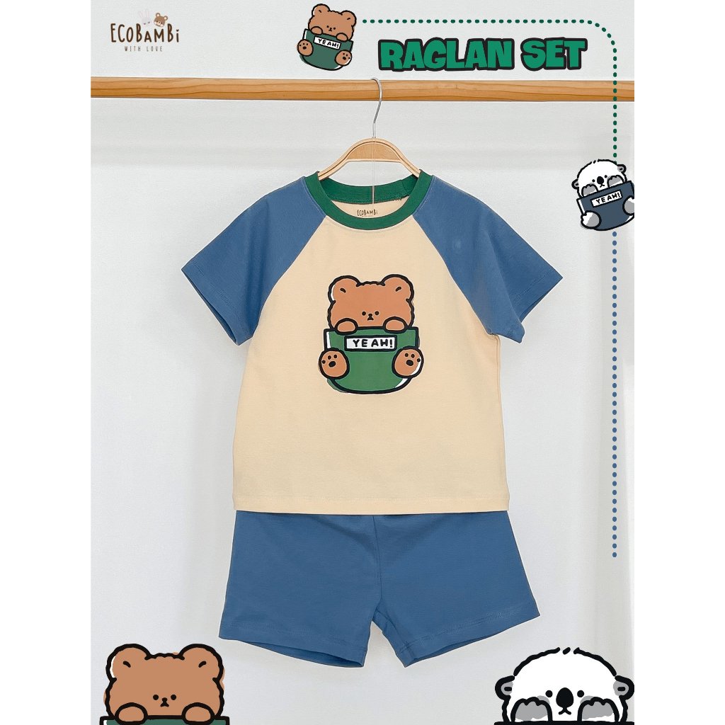 Bộ thun raglan tay ngắn phối màu bé trai ECOBAMBI - BB-23BOBT032