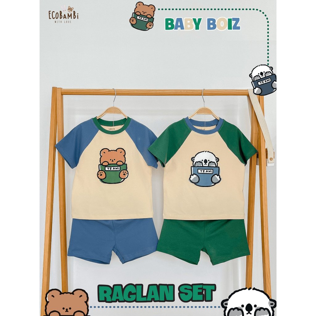 Bộ thun raglan tay ngắn phối màu bé trai ECOBAMBI - BB-23BOBT032
