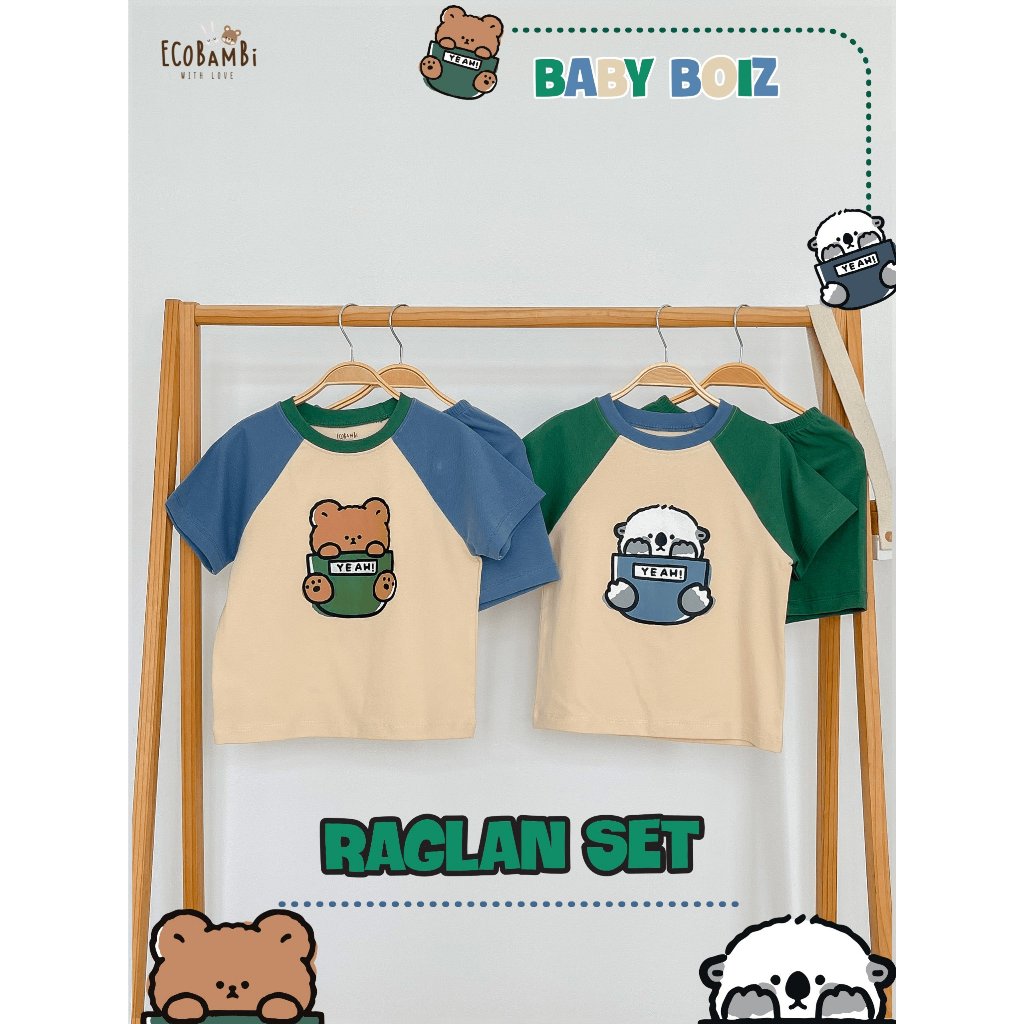 Bộ thun raglan tay ngắn phối màu bé trai ECOBAMBI - BB-23BOBT032