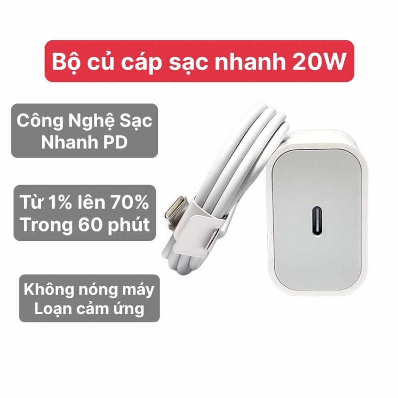 Bộ Củ Cáp Sạc Nhanh 20W Và Củ Cáp Dây Sạc Pd Types - C Cho Điện Thoại Ip Xsmax 7 8Plus 11 12 13 14 15 Pro Max Promax Plus