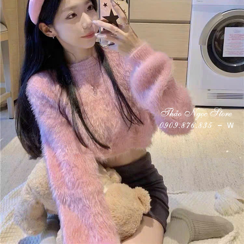 Áo len lông thỏ croptop tay dài hàng nhập!  THẢO NGỌC STORE