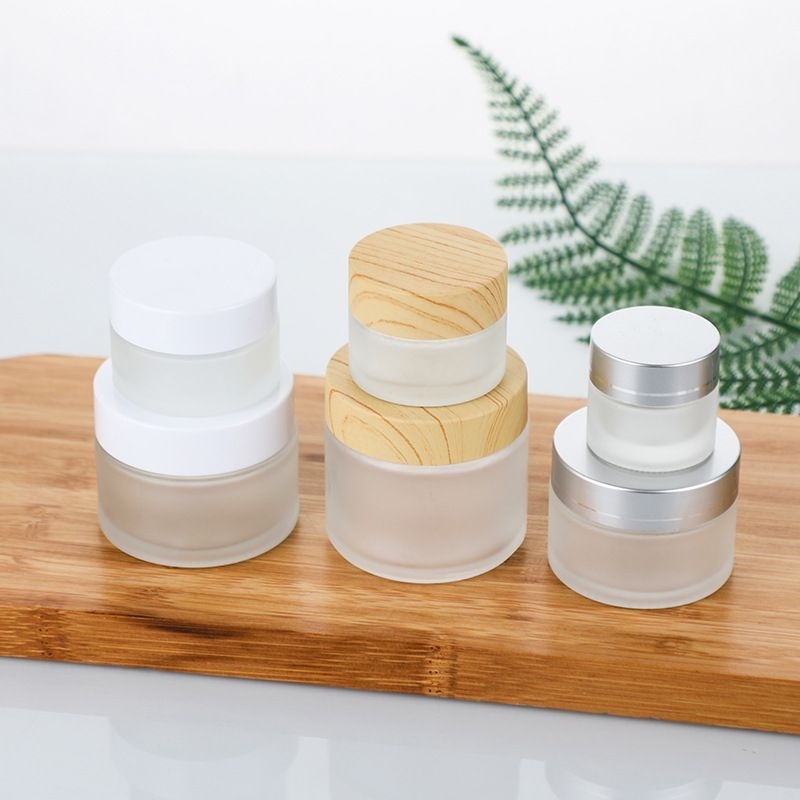 Hủ Đựng Kem  Vỏ Chiết Mỹ Phẩm Thủy Tinh Mờ Nắp Bạc HUY HA COSMETIC PACKAGING