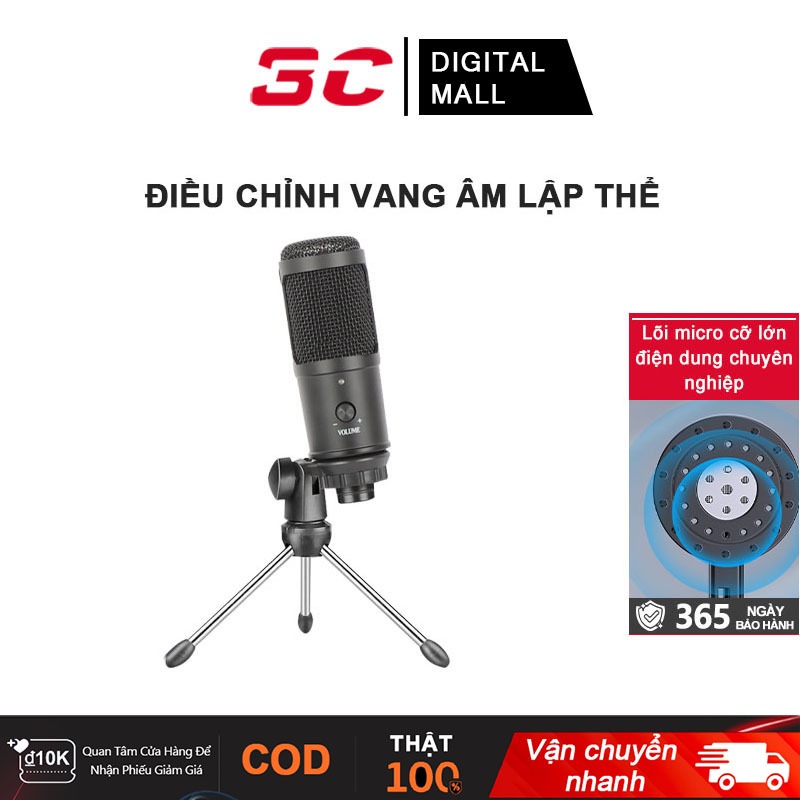 Micro Thu Âm để bàn USB ,Có đèn RGB Tích hợp card âm thanh,giảm tiếng ồn cấp độ 8Cắm là có thể sử dụng-bảo hành 12 tháng