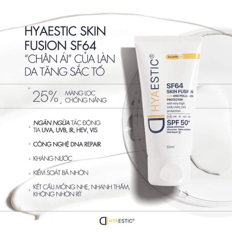 Kem chống nắng bảo vệ tối đa Hyaestic Skin Fusion SF64 Sun And Pollution Protector SPF50+