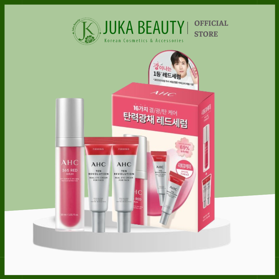 Set Serum + kem mắt ngăn ngừa lão hóa AHC đỏ 365 Red Serum Synergy Set